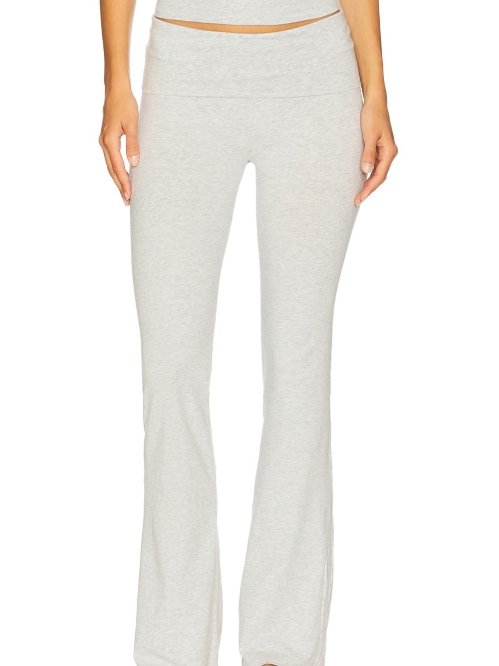 Skims Cotton Foldover Pants - Light Gray